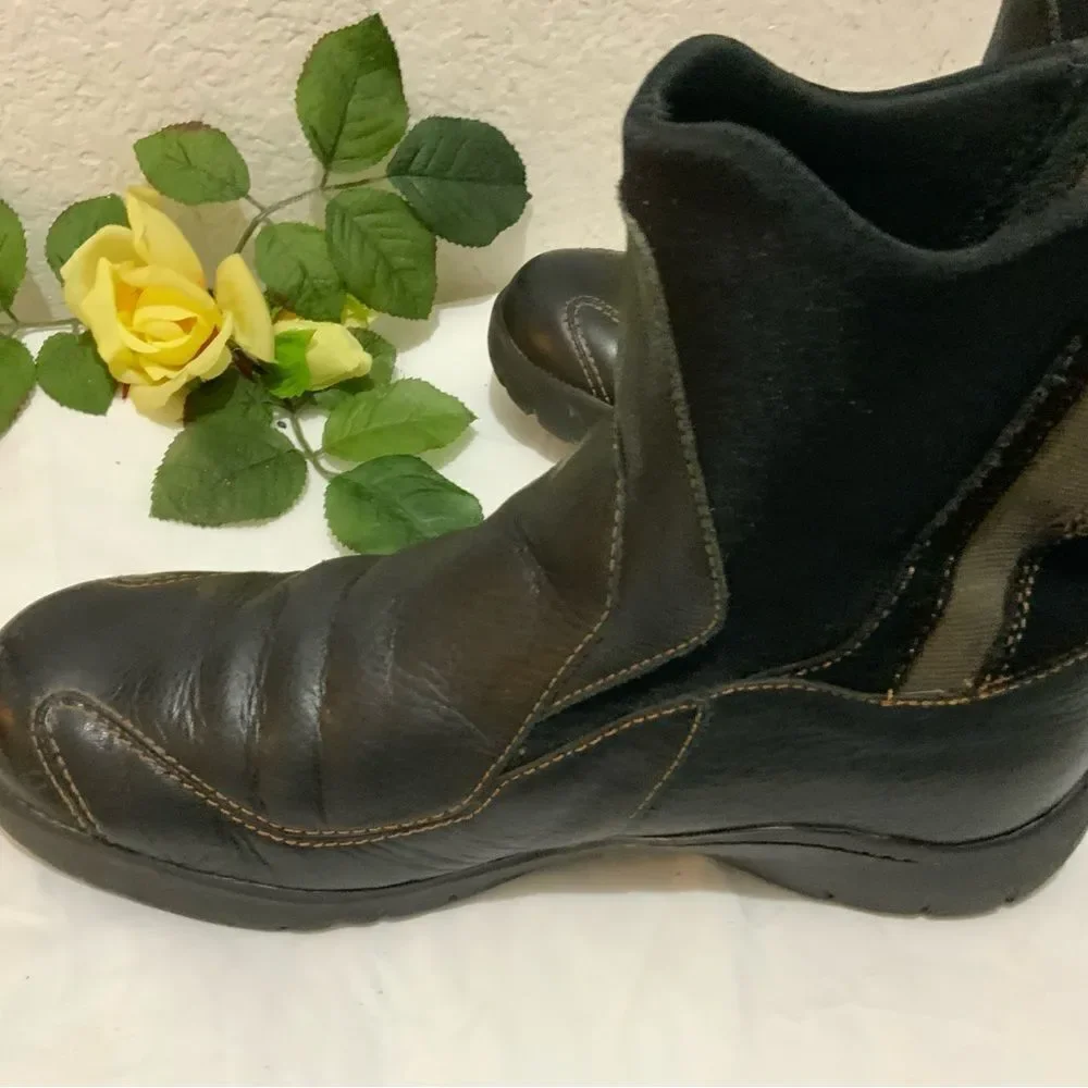 Dunham Black Leather Casual Pull On Driving Boots Shoes Women's 10 B